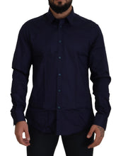 Load image into Gallery viewer, Versace Collection Elegant Dark Blue Cotton Blend Dress Shirt