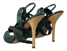Load image into Gallery viewer, Dolce & Gabbana Elegant Green Python Strappy Heels