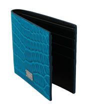 Load image into Gallery viewer, Dolce & Gabbana Blue Alligator Pattern Leather Bifold Wallet