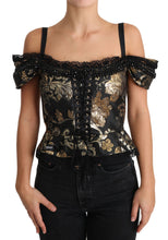Load image into Gallery viewer, Dolce & Gabbana Elegant Floral Jacquard Blouse with Crystal Details