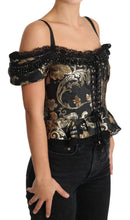 Load image into Gallery viewer, Dolce & Gabbana Elegant Floral Jacquard Blouse with Crystal Details