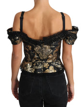 Load image into Gallery viewer, Dolce & Gabbana Elegant Floral Jacquard Blouse with Crystal Details