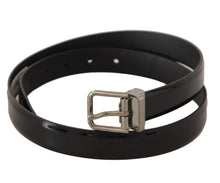 Load image into Gallery viewer, Dolce & Gabbana Elegant Black Leather Belt with Metal Buckle