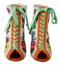 Load image into Gallery viewer, Dolce & Gabbana Floral Open Toe Jersey Heels