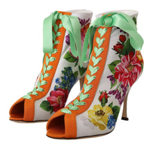 Load image into Gallery viewer, Dolce & Gabbana Floral Open Toe Jersey Heels