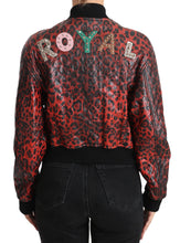Load image into Gallery viewer, Dolce & Gabbana Red Leopard Bomber Leather Jacket with Crystal Buttons