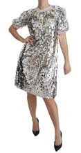Load image into Gallery viewer, Dolce & Gabbana Elegant Silver A-Line Dress with Crystal Accents