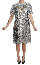 Load image into Gallery viewer, Dolce & Gabbana Elegant Silver A-Line Dress with Crystal Accents