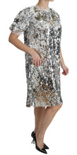 Load image into Gallery viewer, Dolce & Gabbana Elegant Silver A-Line Dress with Crystal Accents