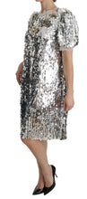 Load image into Gallery viewer, Dolce & Gabbana Elegant Silver A-Line Dress with Crystal Accents