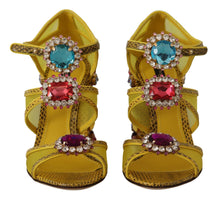 Load image into Gallery viewer, Dolce & Gabbana Stunning Crystal-Embellished Yellow Leather Sandals