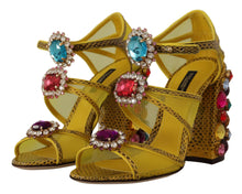 Load image into Gallery viewer, Dolce & Gabbana Stunning Crystal-Embellished Yellow Leather Sandals