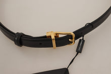 Load image into Gallery viewer, Dolce & Gabbana Elegant Black Leather Belt with Engraved Buckle