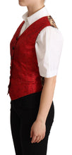 Load image into Gallery viewer, Dolce & Gabbana Red Brocade Leopard Print Waistcoat