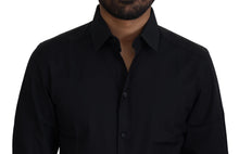 Load image into Gallery viewer, Dolce & Gabbana Black Cotton Slim Fit Formal Dress GOLD Shirt