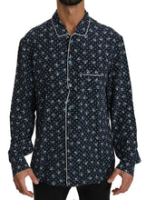 Load image into Gallery viewer, Dolce & Gabbana Silken Elegance: Blue Skull Print Lounge Shirt