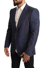 Load image into Gallery viewer, Dolce & Gabbana Elegant Slim Fit Blue Striped Wool Blazer