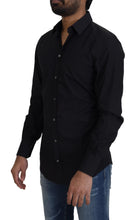 Load image into Gallery viewer, Dolce & Gabbana Black Cotton Slim Fit Formal Dress GOLD Shirt
