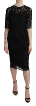 Load image into Gallery viewer, Dolce & Gabbana Black Floral Lace Sheath Knee Length Dress