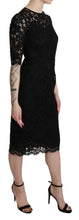 Load image into Gallery viewer, Dolce & Gabbana Black Floral Lace Sheath Knee Length Dress