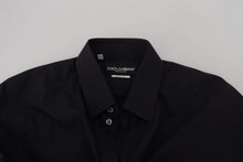 Load image into Gallery viewer, Dolce & Gabbana Black Cotton Slim Fit Formal Dress GOLD Shirt