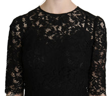 Load image into Gallery viewer, Dolce & Gabbana Black Floral Lace Sheath Knee Length Dress