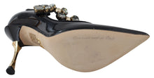 Load image into Gallery viewer, Dolce & Gabbana Elegant Black Leather Crystal Pumps