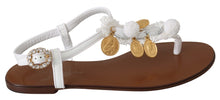 Load image into Gallery viewer, Dolce & Gabbana Pom Pom Flip Flop Ankle Strap Flats