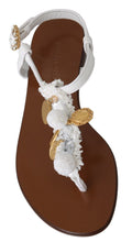Load image into Gallery viewer, Dolce & Gabbana Pom Pom Flip Flop Ankle Strap Flats