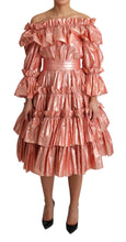 Load image into Gallery viewer, Dolce & Gabbana Pink Metallic Ruffled Gown Elegance
