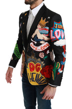 Load image into Gallery viewer, Dolce & Gabbana Chic Black Multicolor Motif Slim Fit Blazer