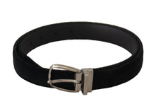 Load image into Gallery viewer, Dolce & Gabbana Elegant Black Velvet Engraved Buckle Belt
