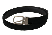 Load image into Gallery viewer, Dolce & Gabbana Elegant Black Velvet Engraved Buckle Belt