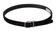 Load image into Gallery viewer, Dolce & Gabbana Elegant Black Velvet Engraved Buckle Belt