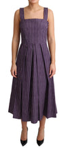 Load image into Gallery viewer, Dolce & Gabbana Elegant Sleeveless A-Line Purple Stripe Dress