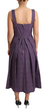 Load image into Gallery viewer, Dolce & Gabbana Elegant Sleeveless A-Line Purple Stripe Dress