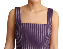 Load image into Gallery viewer, Dolce & Gabbana Elegant Sleeveless A-Line Purple Stripe Dress