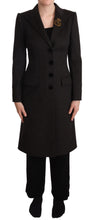 Load image into Gallery viewer, Dolce & Gabbana Gray Wool Cashmere Coat Crest Applique Jacket