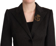 Load image into Gallery viewer, Dolce & Gabbana Gray Wool Cashmere Coat Crest Applique Jacket
