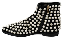 Load image into Gallery viewer, Dolce & Gabbana Chic Black Suede Ankle Boots with Pearls