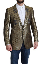 Load image into Gallery viewer, Dolce & Gabbana Elegant Gold Jacquard Martini Blazer Jacket