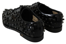 Load image into Gallery viewer, Dolce & Gabbana Elegant Black Crystal Leather Dress Shoes