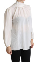 Load image into Gallery viewer, Dolce & Gabbana Elegant White Silk Pussy Bow Blouse