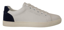 Load image into Gallery viewer, Dolce & Gabbana Elegant White and Blue Low-Top Leather Sneakers