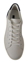 Load image into Gallery viewer, Dolce & Gabbana Elegant White and Blue Low-Top Leather Sneakers