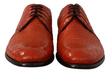 Load image into Gallery viewer, Dolce & Gabbana Exotic Orange Croc Leather Laceup Dress Shoes