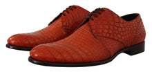 Load image into Gallery viewer, Dolce & Gabbana Exotic Orange Croc Leather Laceup Dress Shoes