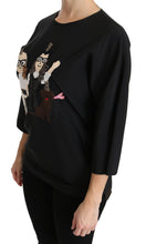 Load image into Gallery viewer, Dolce & Gabbana Elegant Black Silk Stretch Embroidered Top
