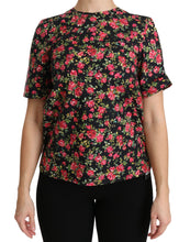 Load image into Gallery viewer, Dolce & Gabbana Elegant Black Floral Crew Neck Top
