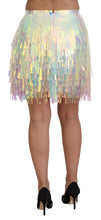 Load image into Gallery viewer, Dolce & Gabbana Iridescent Fringe Mini Skirt Mid Waist